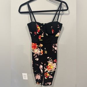 Black floral bodycon dress. Worn once.